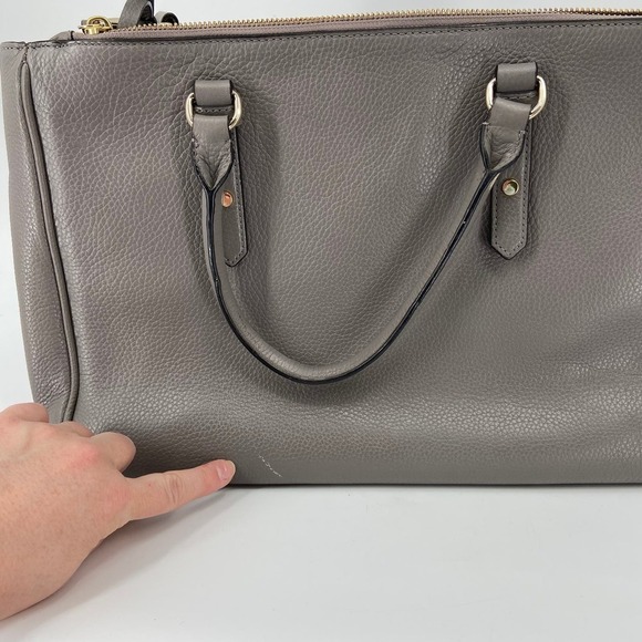 Kate Spade Tote Leighann Mulberry Street Leather Triple Compartment Handbag Gray - Picture 11 of 16